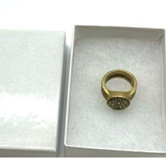 Vintage Heidi Daus Gold Tone Belgium Disc Statement Ring Swarovski Crystal Sz 6 - Picture 6 of 14